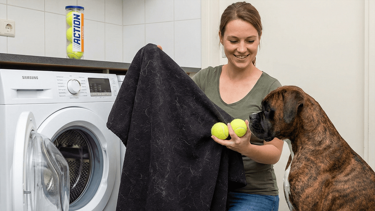hondenharen_verwijderen_tennisbal_in_wasmachine